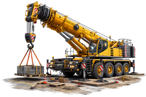 Crane lifting weight